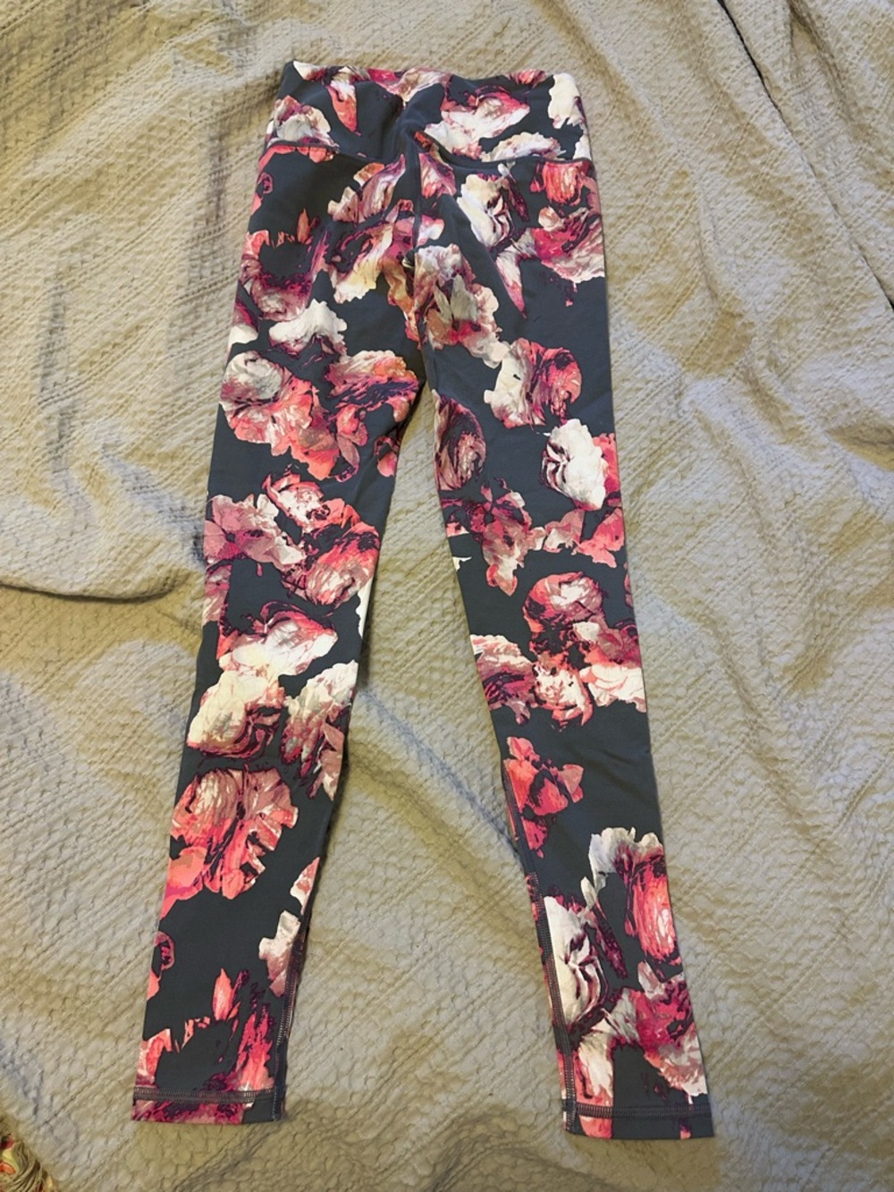 Victoria's Secret Dark Gray Leggings with Pink/Cream Floral. Body by Victoria